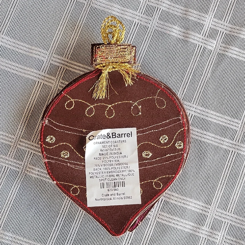 Crate & Barrel Ornament Coasters Set Of 6